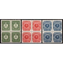 Frimærkets 75-års jubilæum i Danmark. Fire-blokke Postfriske.